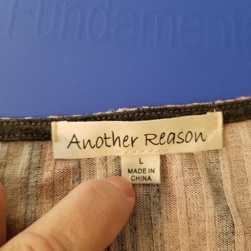 Another Reason striped shirt, sz Lg - Picture 6 of 7